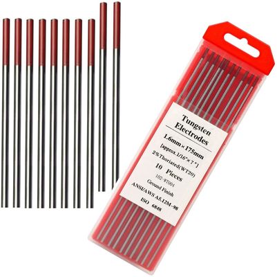 WT20 1.6mm Tungsten Electrodes for TIG Welding Red Head 2% Thoriated Performance