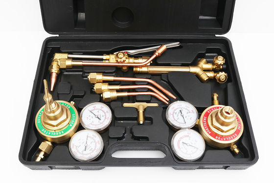 Top- Welding Torch Oxygen Acetylene Gas Regulator Kit with Twin Hose and Cutting Nozzle