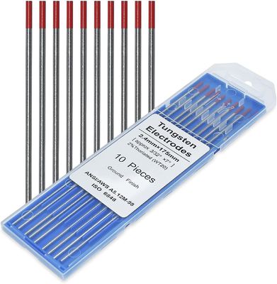 10-pack Red Tungsten Electrodes 2.4mm*175mm for TIG Welding Welding Current 40-230A