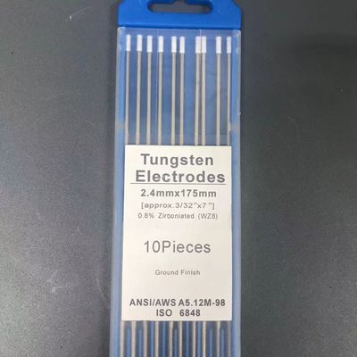 TIG Welding Consumables 2.4mm*175mm White Head Tungsten Electrodes 0.8% Zirconiated