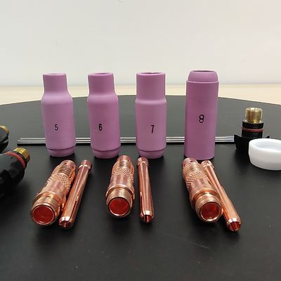 Upper WP17 18 26-10N 17Kit Gas Lens Alumina Nozzle Back Cup TIG Welding Accessories Kit Air Cooling