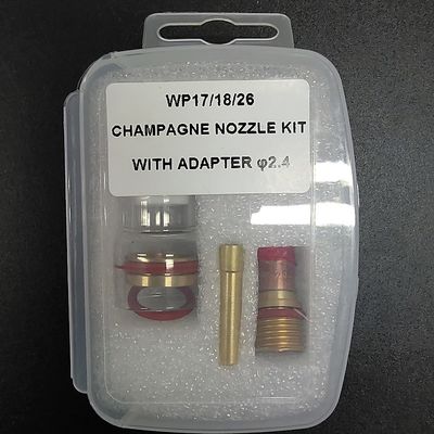 Clear Tig Welding Torch Parts and Accessories Champagne Nozzle Kit with Adapter 2.4mm