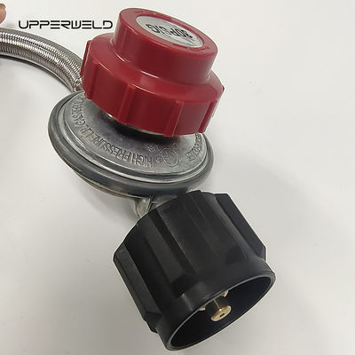 5ft Red and Silver Propane Stainless Steel Braided Camper Tank LPG Gas Hose with Gauge