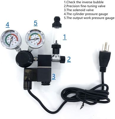 Fish Tank CO2 Regulator with Check Valve Dual Gauge Display CGA320 Thread Solenoid 110V