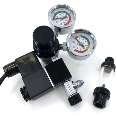 Fish Tank CO2 Regulator with Check Valve Dual Gauge Display CGA320 Thread Solenoid 110V