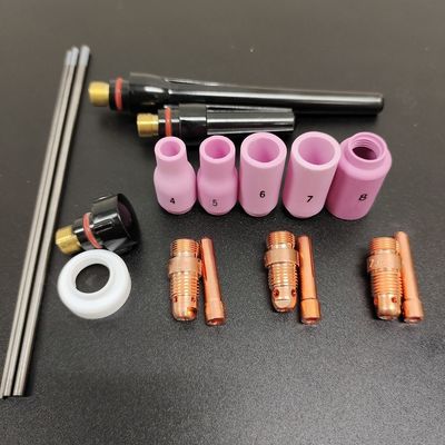 0.28KG Alumina Nozzle Collet Body Electrode Insulator TIG Welding Torch Consumables Kit for WP-17/18/26 13N 18pcs