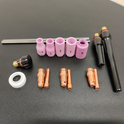 0.28KG Alumina Nozzle Collet Body Electrode Insulator TIG Welding Torch Consumables Kit for WP-17/18/26 13N 18pcs