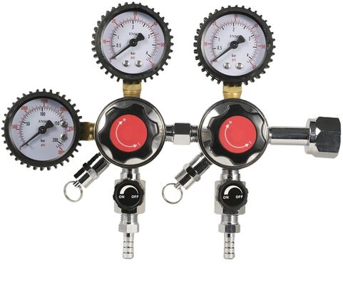 Home Brewing Beer Co2 Upper Dual Gauge Regulator with Pressure Relief Safety Valve