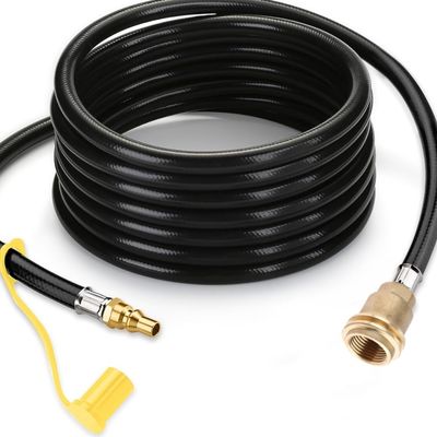 15 ft Hose Black Upper LPG Propane Brass Adapter Hose Kit for Motorhomes Tank RV Camping