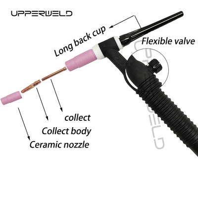 Air Cooled WP26 TIG Welding Torch Parts for 4m Cable Length and Flexible Head Body