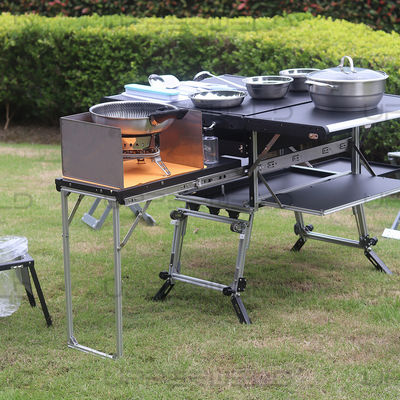 Modern Design Camping Kitchen Table with Storage Cupboard White Paper Box Package Method