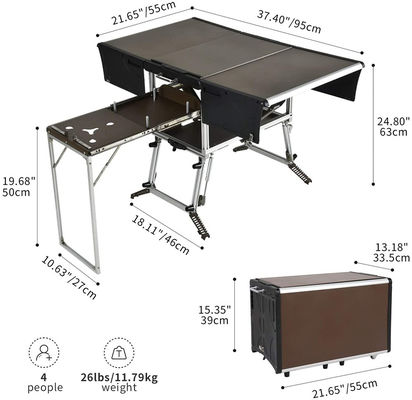 Modern Design Camping Kitchen Table with Storage Cupboard White Paper Box Package Method