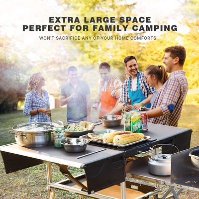 Modern Design Camping Kitchen Table with Storage Cupboard White Paper Box Package Method