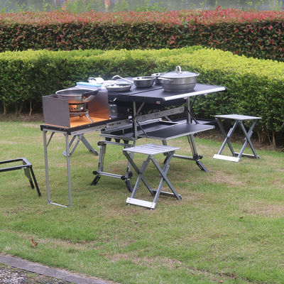 Outdoor Camping Kitchen Folding Aluminum Table for RVing BBQ Party Picnics Heavy-Duty