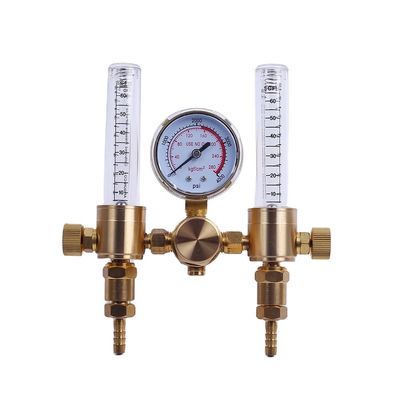 Brass Dual Output Argon Gas Regulator Flow Meter with CGA580 Inlet and 5/8 Outlet