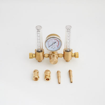 Brass Dual Output Argon Gas Regulator Flow Meter with CGA580 Inlet and 5/8 Outlet