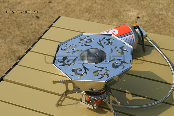 Portable Silver Propane Gas Stove for Outdoor BBQ and Camping Cooking Convenience