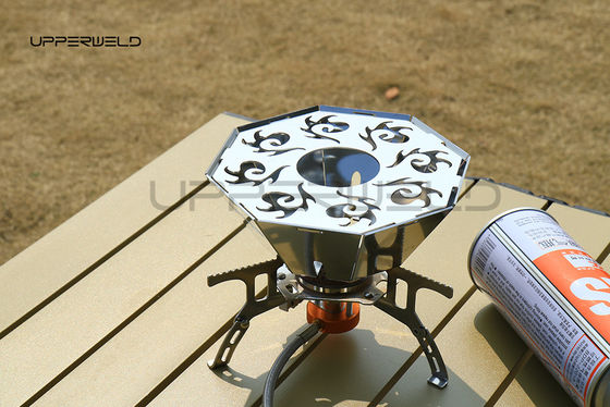 Portable Silver Propane Gas Stove for Outdoor BBQ and Camping Cooking Convenience