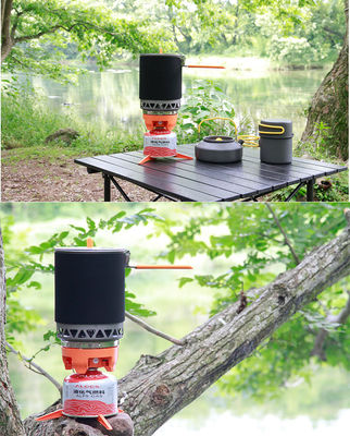 Poly Outdoor Stove Wind-Resistant 1600W Picnic Gas Stove with Integrated Pot and Bowl