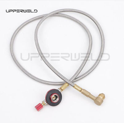 Stove Burner Silver Gas Refill Valve Stainless Steel Line Regulating Valve 1m Length