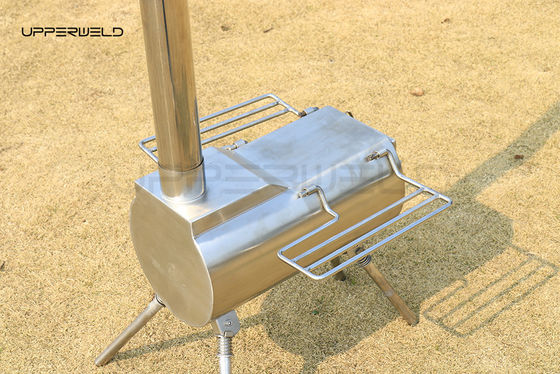 Camping 304 Stainless Steel Wood Burning Stove with Chimney Strong Pressure Resistance