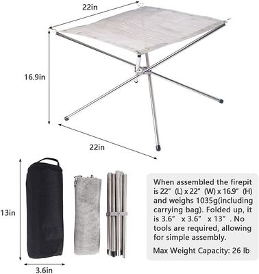 Tabletop Bio Fire Pit Collapsing Steel Mesh Fireplace for Camping Backyard and Garden