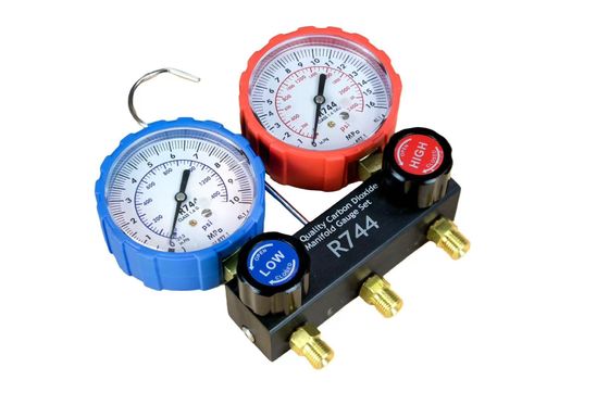 Upper R744 Car Air Conditioner Refrigeration 80cm All-Copper HVAC Manifold Gauge Set