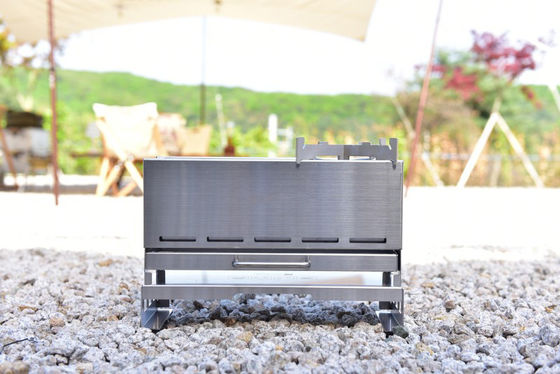 Brushed Stainless Steel Portable 304 Fire Pit Charcoal Bonfire Stove for Outdoor Grill