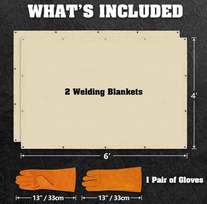 Welding Working Fire Retardant Insulation Blanket 6x8 feet with Hand Protection Gloves