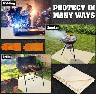 Welding Working Fire Retardant Insulation Blanket 6x8 feet with Hand Protection Gloves