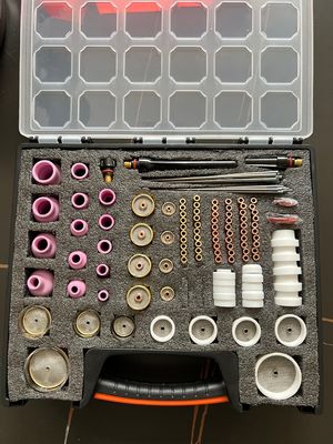 TIG Welding Torch Set with Gas Lens Alumina Nozzle Tungsten Electrode and Collet Body